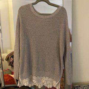 Pins and Needles Oversized Grey Sweater with Lace